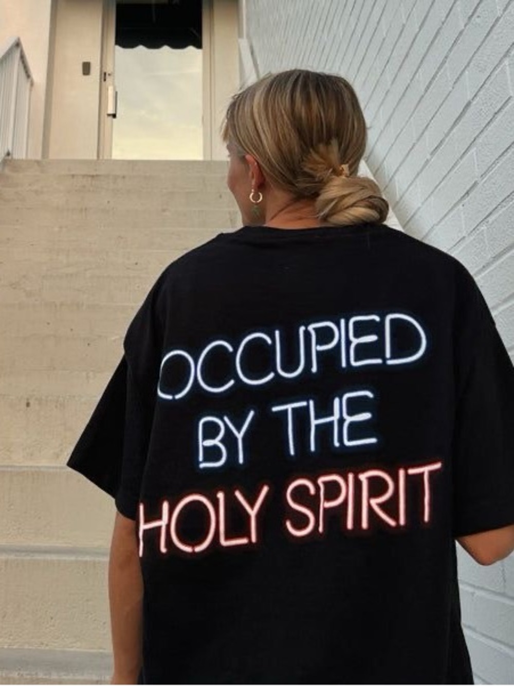 Comfort Colors "Occupied by the Holy Spirit" Neon Graphic Tee - Black